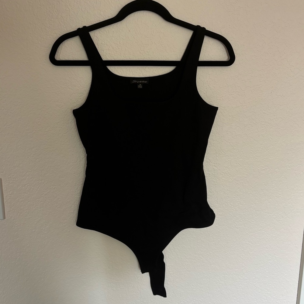 Square neck bodysuit, Black